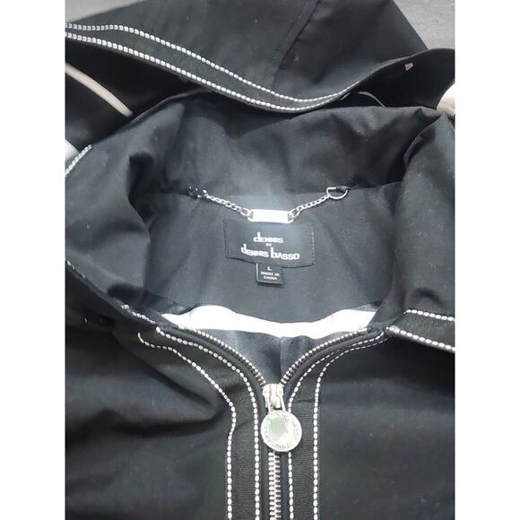 Dennis by Dennis Basso Polyester Jacket Black Hooded Coat Large - Picture 4 of 10